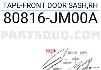 Nissan 80816JM00A TAPE-FRONT DOOR SASH,RH