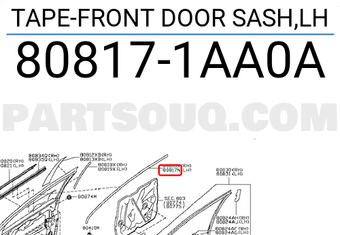 Nissan 808171AA0A TAPE-FRONT DOOR SASH,LH