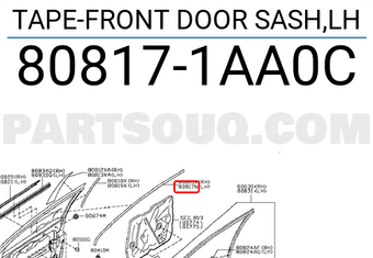 Nissan 808171AA0C TAPE-FRONT DOOR SASH,LH