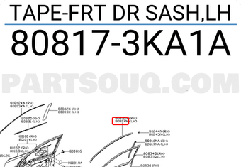 Nissan 808173KA1A TAPE-FRT DR SASH,LH