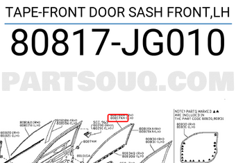 Nissan 80817JG010 TAPE-FRONT DOOR SASH FRONT,LH