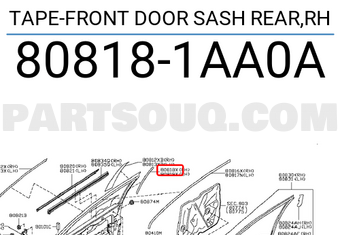 Nissan 808181AA0A TAPE-FRONT DOOR SASH REAR,RH