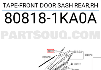 Nissan 808181KA0A TAPE-FRONT DOOR SASH REAR,RH