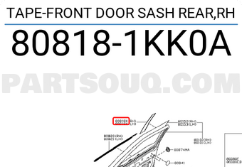 Nissan 808181KK0A TAPE-FRONT DOOR SASH REAR,RH