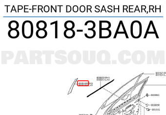 Nissan 808183BA0A TAPE-FRONT DOOR SASH REAR,RH