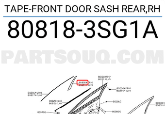 Nissan 808183SG1A TAPE-FRONT DOOR SASH REAR,RH