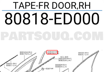 Nissan 80818ED000 TAPE-FR DOOR,RH