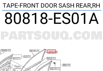 Nissan 80818ES01A TAPE-FRONT DOOR SASH REAR,RH