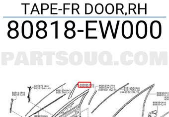 Nissan 80818EW000 TAPE-FR DOOR,RH