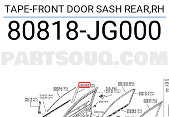 Nissan 80818JG000 TAPE-FRONT DOOR SASH REAR,RH