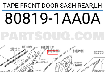 Nissan 808191AA0A TAPE-FRONT DOOR SASH REAR,LH