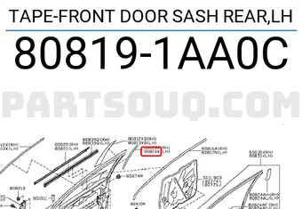 Nissan 808191AA0C TAPE-FRONT DOOR SASH REAR,LH