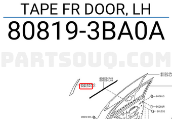 Nissan 808193BA0A TAPE FR DOOR, LH