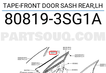 Nissan 808193SG1A TAPE-FRONT DOOR SASH REAR,LH