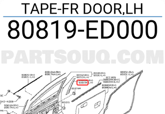 Nissan 80819ED000 TAPE-FR DOOR,LH