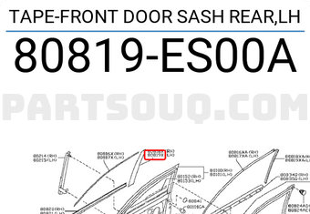 Nissan 80819ES00A TAPE-FRONT DOOR SASH REAR,LH