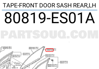Nissan 80819ES01A TAPE-FRONT DOOR SASH REAR,LH