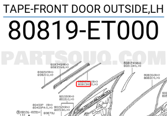 Nissan 80819ET000 TAPE-FRONT DOOR OUTSIDE,LH