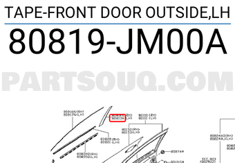 Nissan 80819JM00A TAPE-FRONT DOOR OUTSIDE,LH