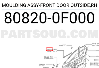 Nissan 808200F000 MOULDING ASSY-FRONT DOOR OUTSIDE,RH