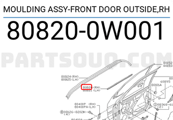 Nissan 808200W001 MOULDING ASSY-FRONT DOOR OUTSIDE,RH
