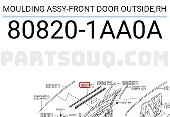 Nissan 808201AA0A MOULDING ASSY-FRONT DOOR OUTSIDE,RH