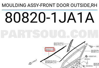 Nissan 808201JA1A MOULDING ASSY-FRONT DOOR OUTSIDE,RH