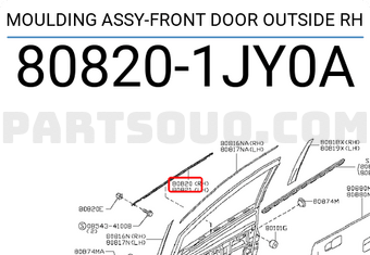 Nissan 808201JY0A MOULDING ASSY-FRONT DOOR OUTSIDE RH