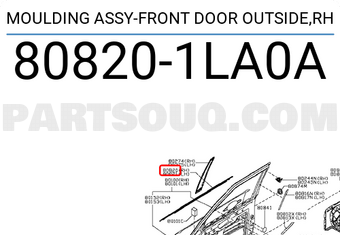 Nissan 808201LA0A MOULDING ASSY-FRONT DOOR OUTSIDE,RH