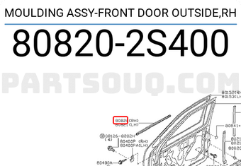 Nissan 808202S400 MOULDING ASSY-FRONT DOOR OUTSIDE,RH