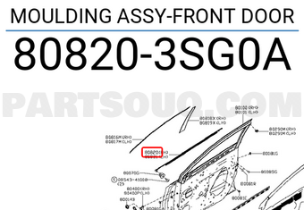 Nissan 808203SG0A MOULDING ASSY-FRONT DOOR