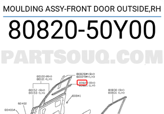 Nissan 8082050Y00 MOULDING ASSY-FRONT DOOR OUTSIDE,RH