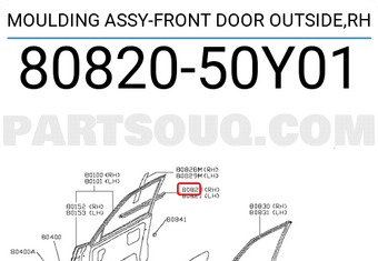 Nissan 8082050Y01 MOULDING ASSY-FRONT DOOR OUTSIDE,RH