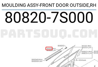 Nissan 808207S000 MOULDING ASSY-FRONT DOOR OUTSIDE,RH