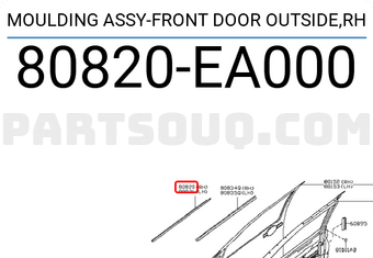Nissan 80820EA000 MOULDING ASSY-FRONT DOOR OUTSIDE,RH