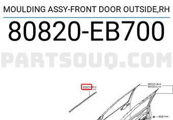 Nissan 80820EB700 MOULDING ASSY-FRONT DOOR OUTSIDE,RH