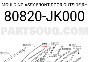 Nissan 80820JK000 MOULDING ASSY-FRONT DOOR OUTSIDE,RH