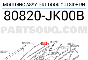 Nissan 80820JK00B MOULDING ASSY- FRT DOOR OUTSIDE RH
