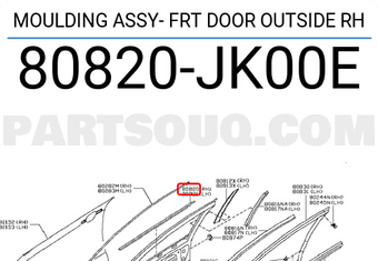 Nissan 80820JK00E MOULDING ASSY- FRT DOOR OUTSIDE RH