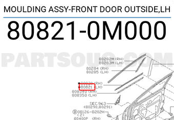 Nissan 808210M000 MOULDING ASSY-FRONT DOOR OUTSIDE,LH