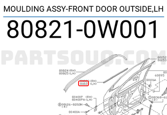 Nissan 808210W001 MOULDING ASSY-FRONT DOOR OUTSIDE,LH