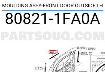 Nissan 808211FA0A MOULDING ASSY-FRONT DOOR OUTSIDE,LH