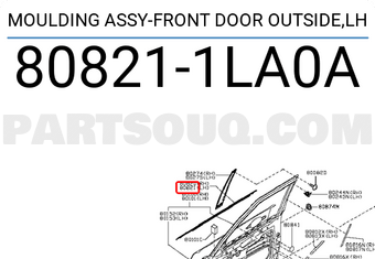 Nissan 808211LA0A MOULDING ASSY-FRONT DOOR OUTSIDE,LH