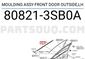 Nissan 808213SB0A MOULDING ASSY-FRONT DOOR OUTSIDE,LH