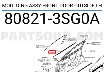 Nissan 808213SG0A MOULDING ASSY-FRONT DOOR OUTSIDE,LH
