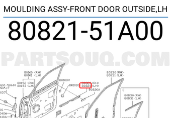 Nissan 8082151A00 MOULDING ASSY-FRONT DOOR OUTSIDE,LH