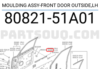 Nissan 8082151A01 MOULDING ASSY-FRONT DOOR OUTSIDE,LH