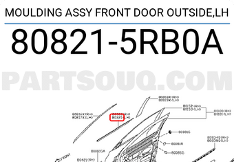 Nissan 808215RB0A MOULDING ASSY FRONT DOOR OUTSIDE,LH