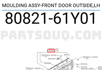 Nissan 8082161Y01 MOULDING ASSY-FRONT DOOR OUTSIDE,LH