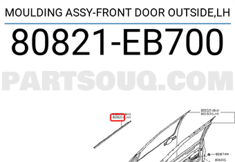 Nissan 80821EB700 MOULDING ASSY-FRONT DOOR OUTSIDE,LH